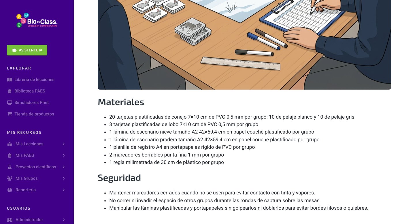 Materiales y seguridad de una lección de experimentos